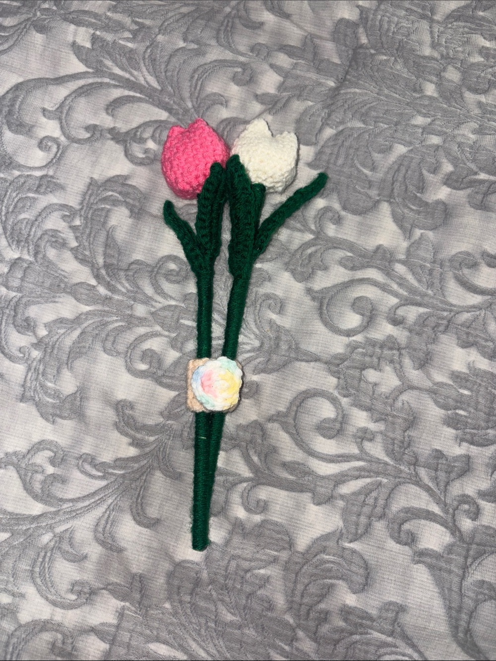 Handmade Tulip Crochet Floral Arrangement